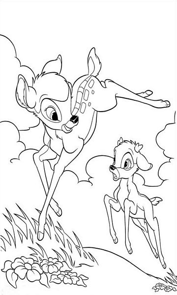 kolorowanka Bambi malowanka do wydruku Disney z bajki dla dzieci nr 1